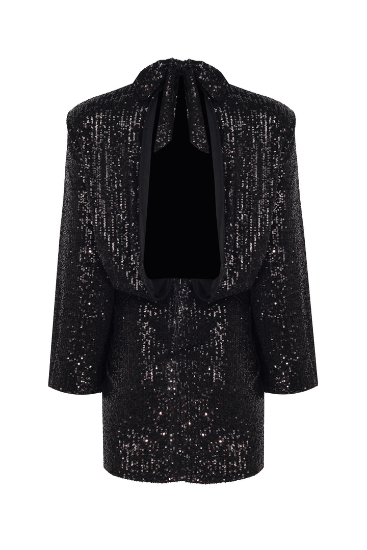 ROWENA DRESS - BLACK SEQUINED