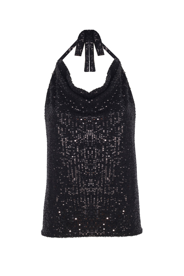 HELEN TOP - BLACK SEQUINED